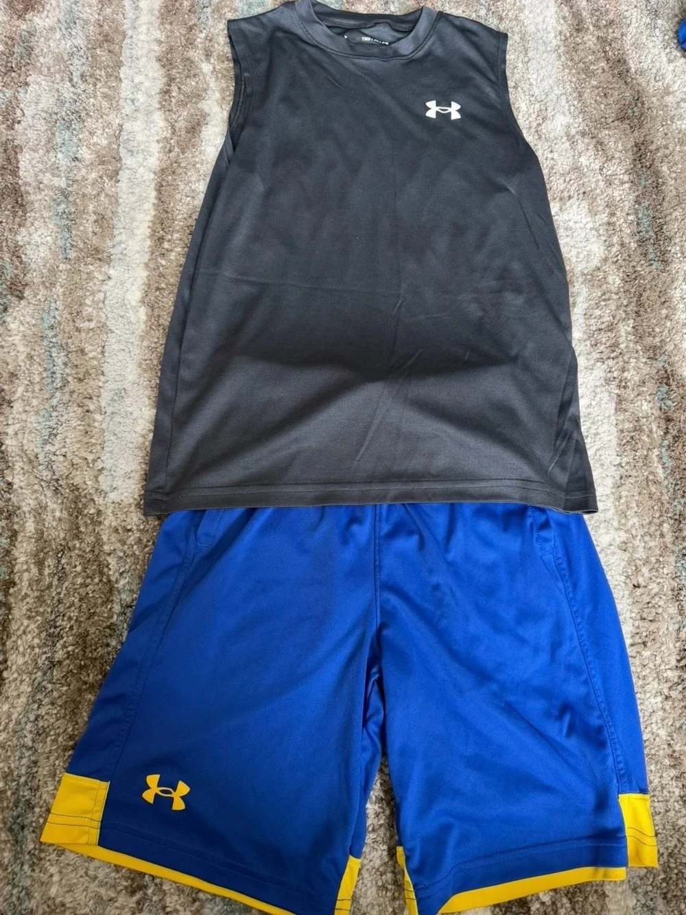 Under Armour boys gray tank and Blue Shorts size medium outfit